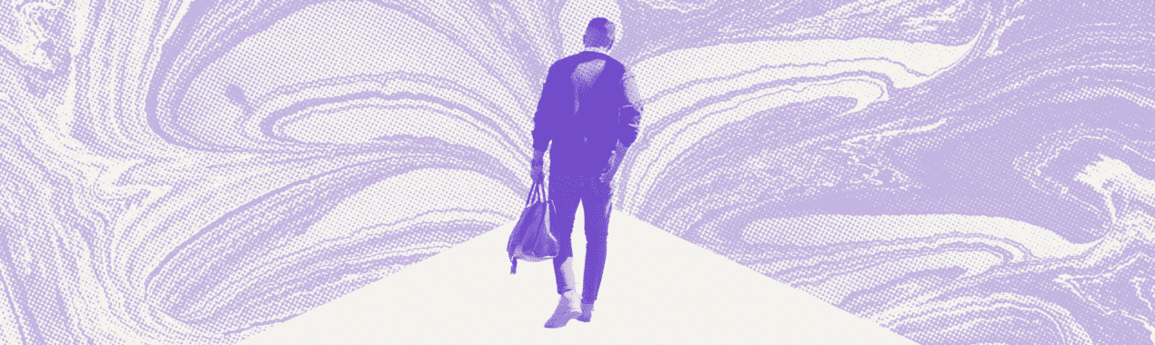 business-man-walking-away-against-purple-background