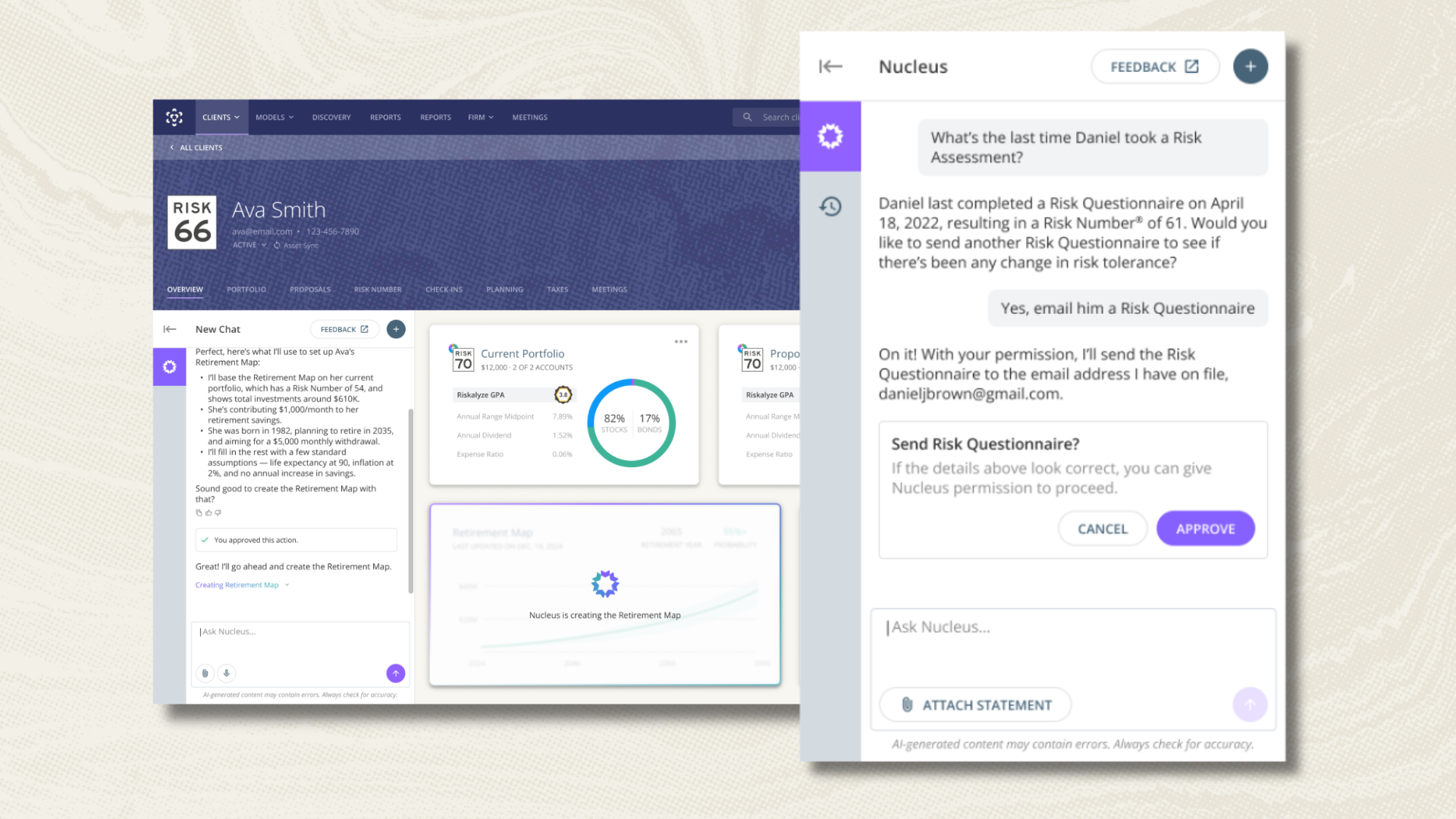 Risk Center Dashboard with Nucleus chat