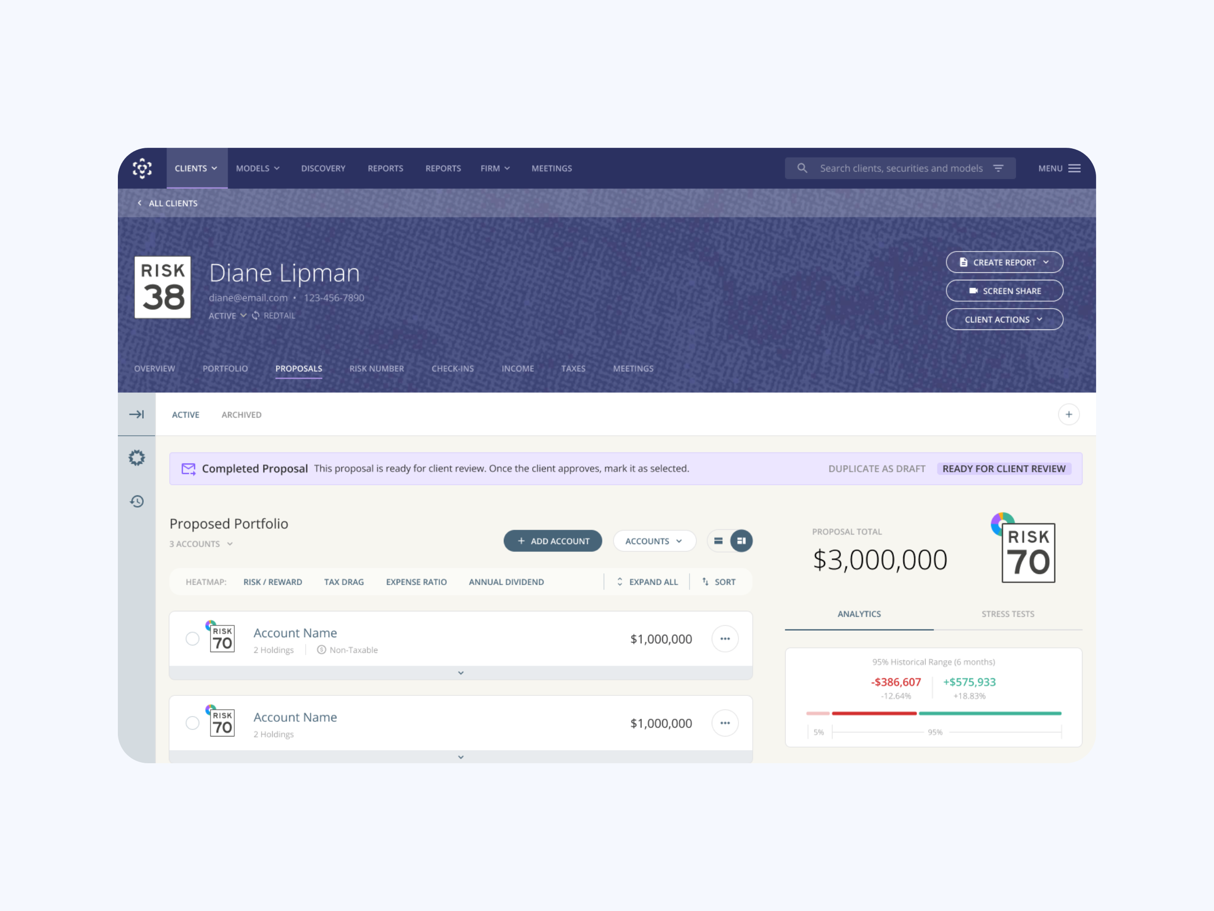 Risk Center dashboard